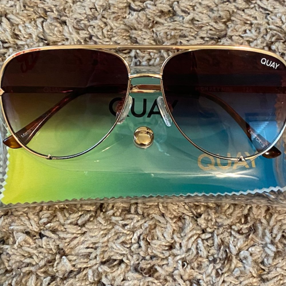 Quay Australia High Key Mini Sunglasses Gold/Brown Fade